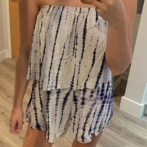 tie dye strapless romper